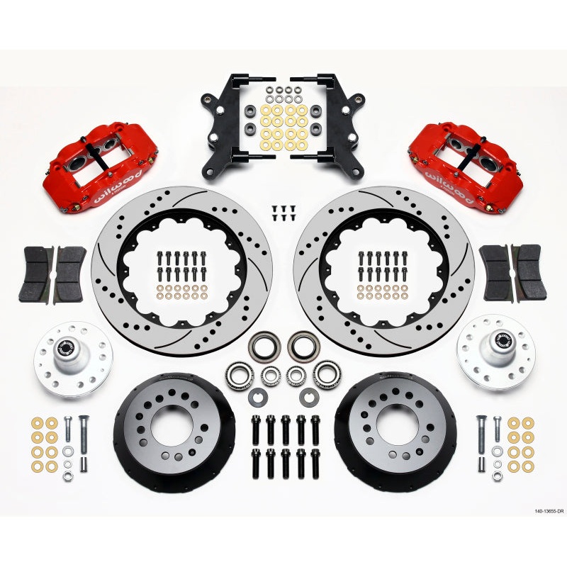 Wilwood Narrow Superlite 6R Front Hub Kit 14.00in Drill Red 60-68 Ford / Mercury Full Size / Galaxie