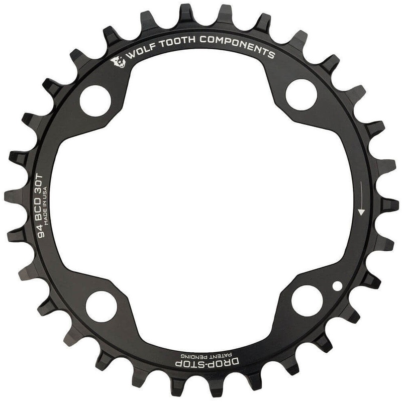 Wolf Tooth 4 Bolt Alloy Drop-Stop Chainring - 94 BCD - SRAM - Round - Black - 30T